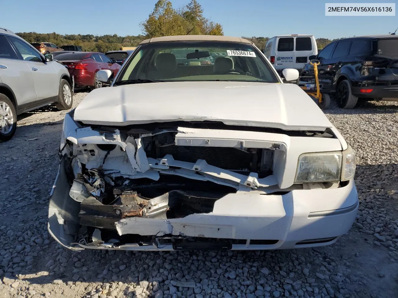 2006 Mercury Grand Marquis Gs VIN: 2MEFM74V56X616136 Lot: 76536674