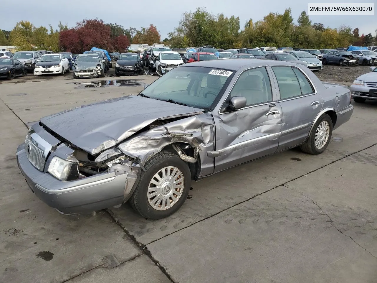 2006 Mercury Grand Marquis Ls VIN: 2MEFM75W66X630070 Lot: 76976034