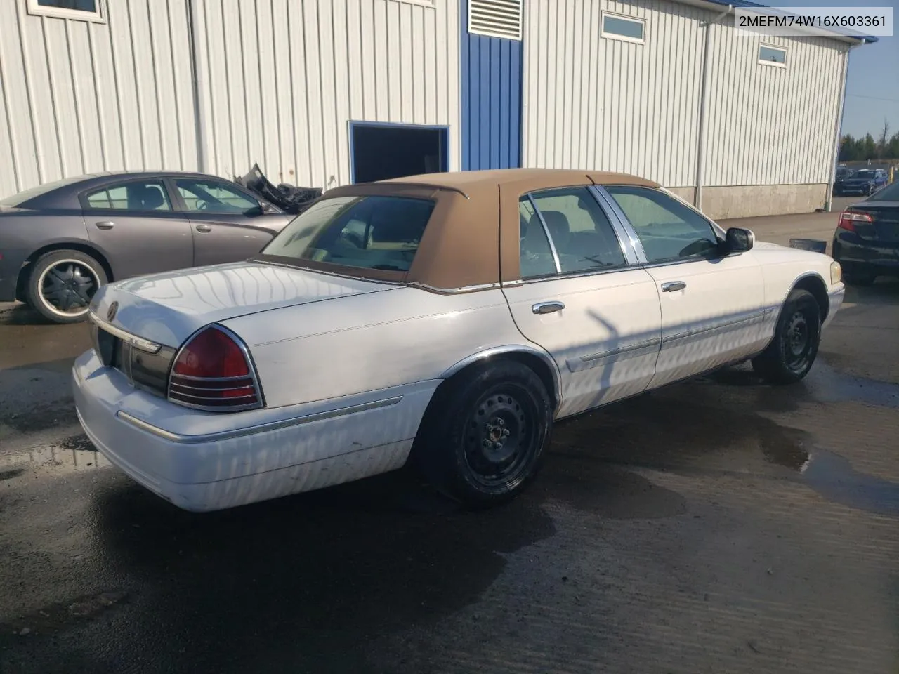 2006 Mercury Grand Marquis Gs VIN: 2MEFM74W16X603361 Lot: 77639024