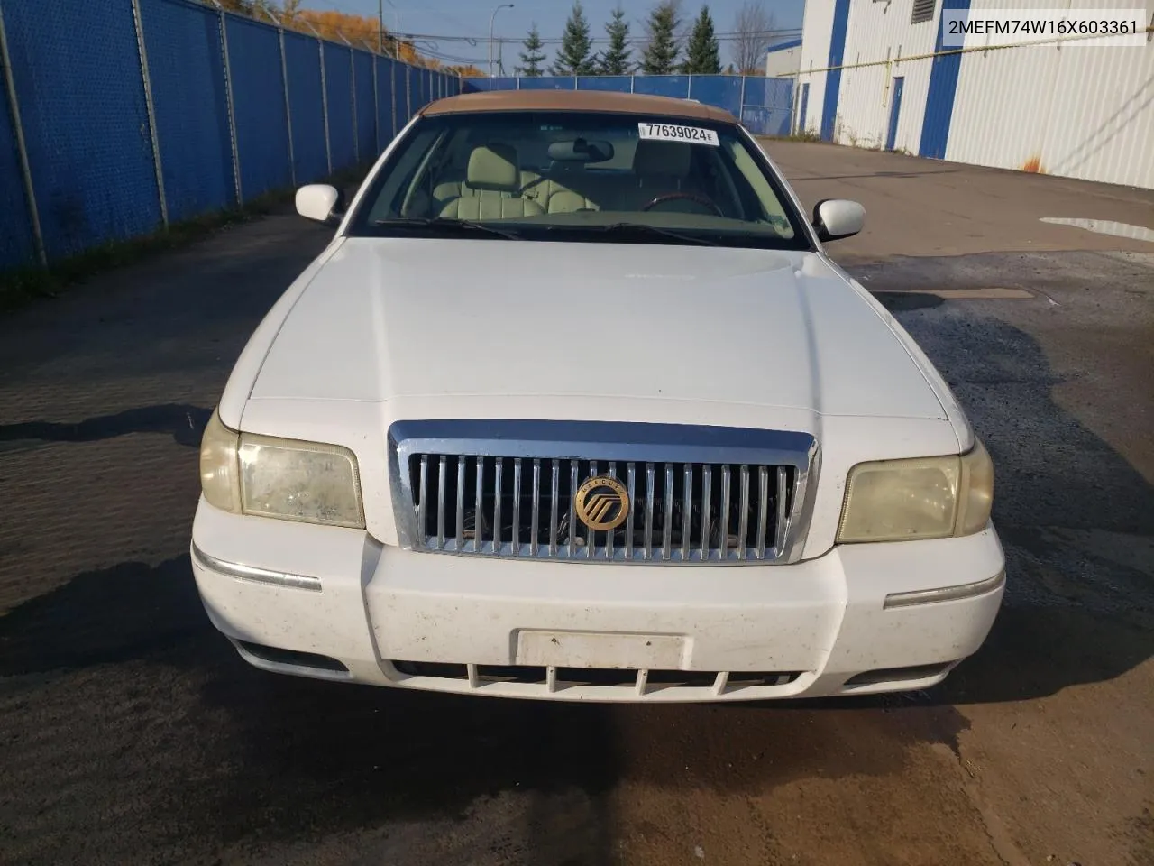 2006 Mercury Grand Marquis Gs VIN: 2MEFM74W16X603361 Lot: 77639024