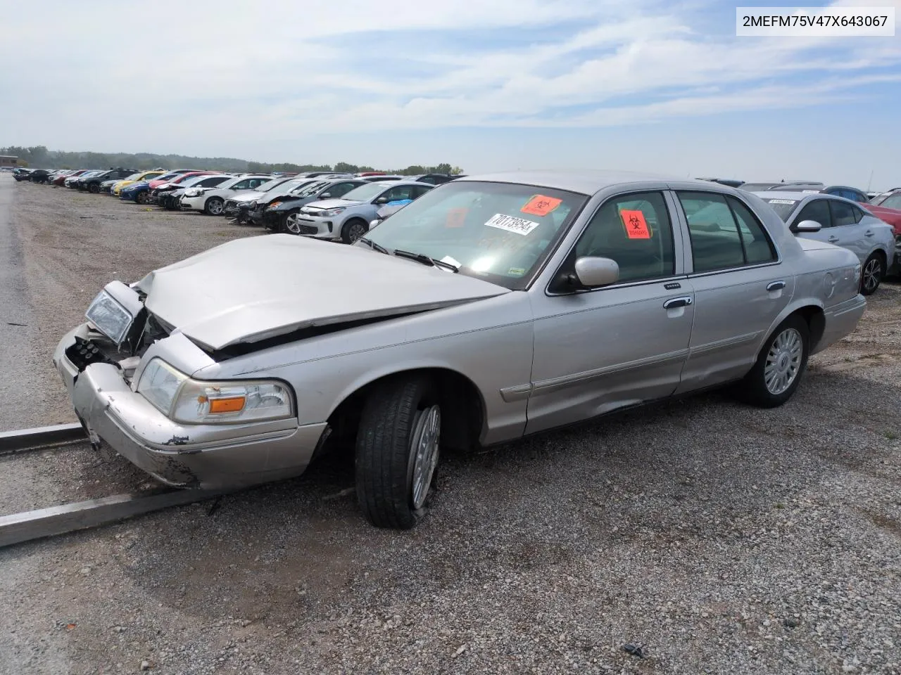 2007 Mercury Grand Marquis Ls VIN: 2MEFM75V47X643067 Lot: 70173954