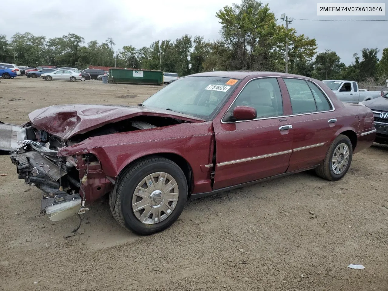 2007 Mercury Grand Marquis Gs VIN: 2MEFM74V07X613646 Lot: 71818524