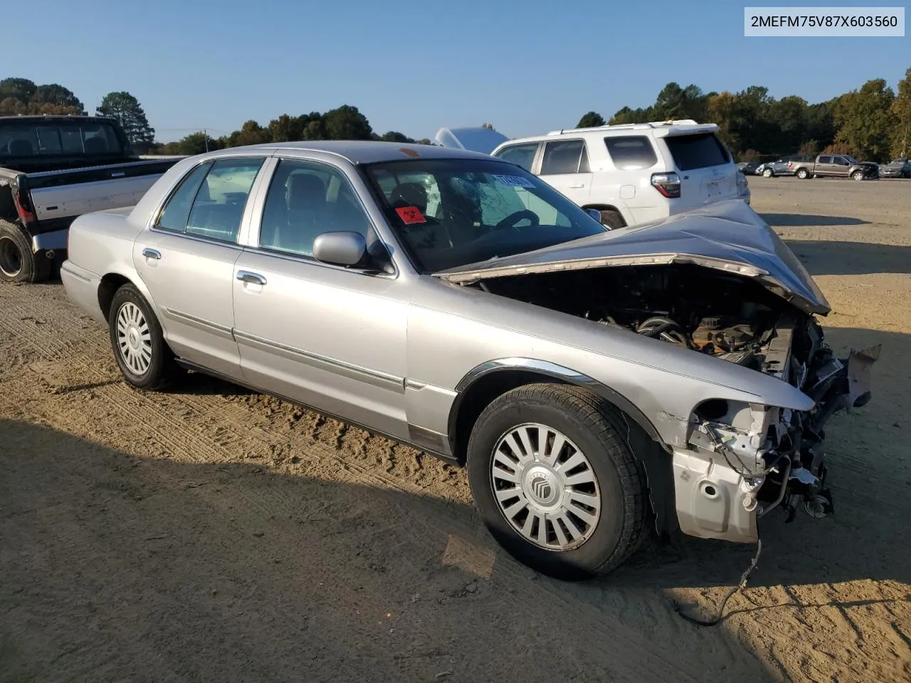 2007 Mercury Grand Marquis Ls VIN: 2MEFM75V87X603560 Lot: 77476074