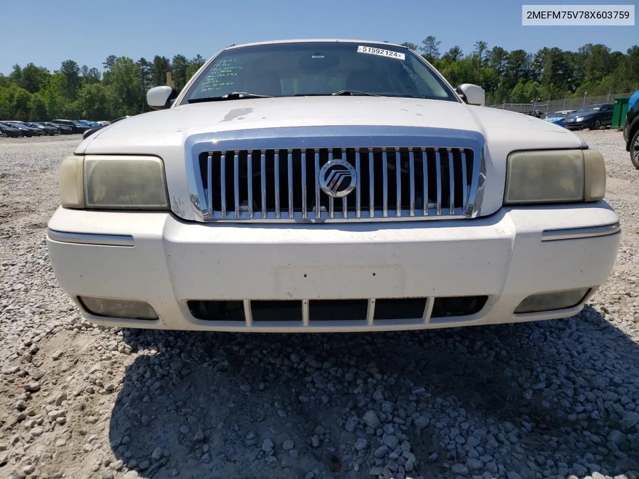 2008 Mercury Grand Marquis Ls VIN: 2MEFM75V78X603759 Lot: 51592124