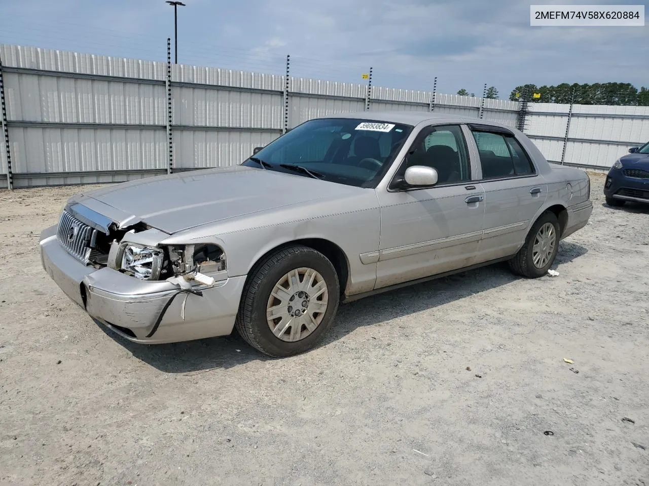 2008 Mercury Grand Marquis Gs VIN: 2MEFM74V58X620884 Lot: 59093834