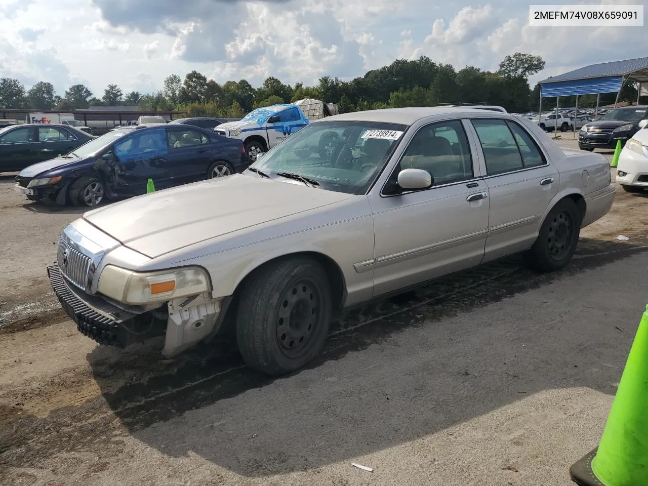 2008 Mercury Grand Marquis Gs VIN: 2MEFM74V08X659091 Lot: 72739914