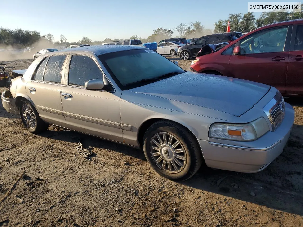 2008 Mercury Grand Marquis Ls VIN: 2MEFM75V08X651460 Lot: 73957904