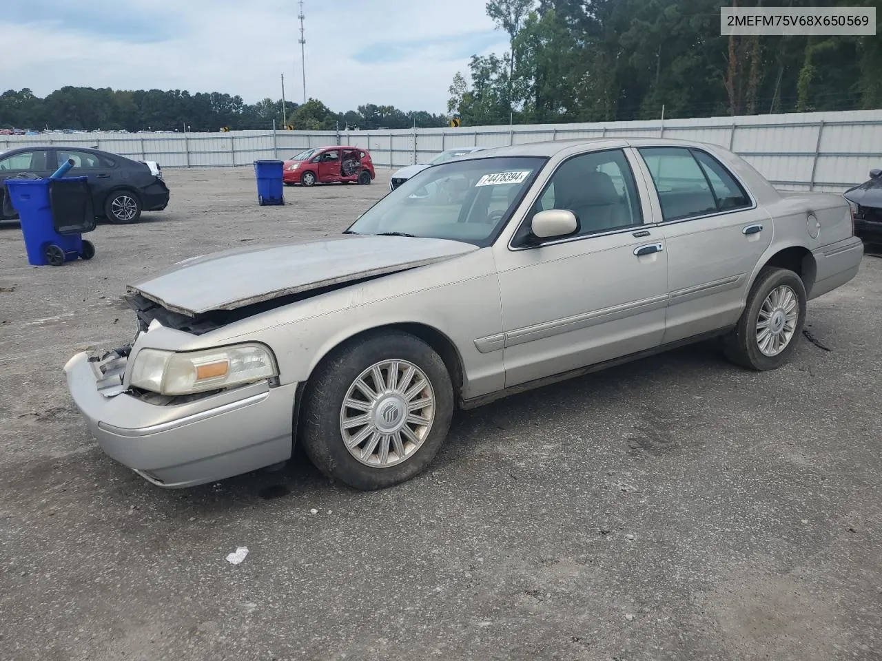 2008 Mercury Grand Marquis Ls VIN: 2MEFM75V68X650569 Lot: 74478394