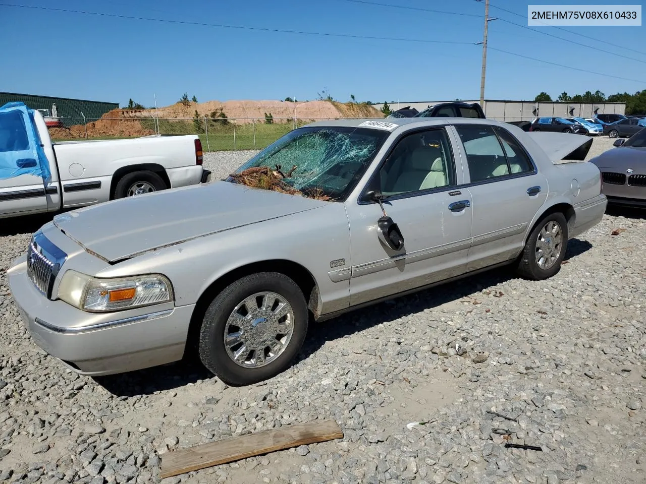 2008 Mercury Grand Marquis Ls VIN: 2MEHM75V08X610433 Lot: 74954794