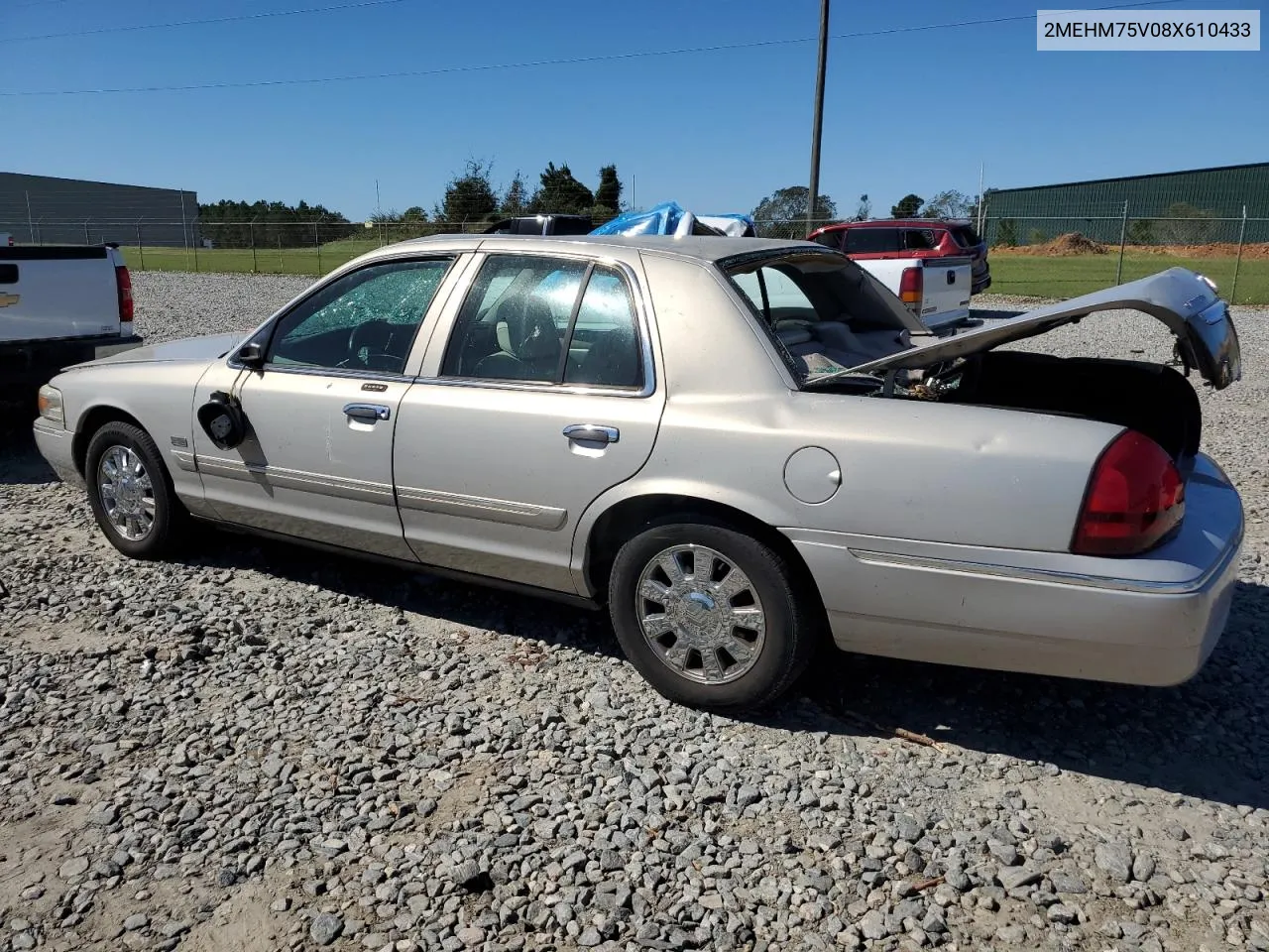 2008 Mercury Grand Marquis Ls VIN: 2MEHM75V08X610433 Lot: 74954794