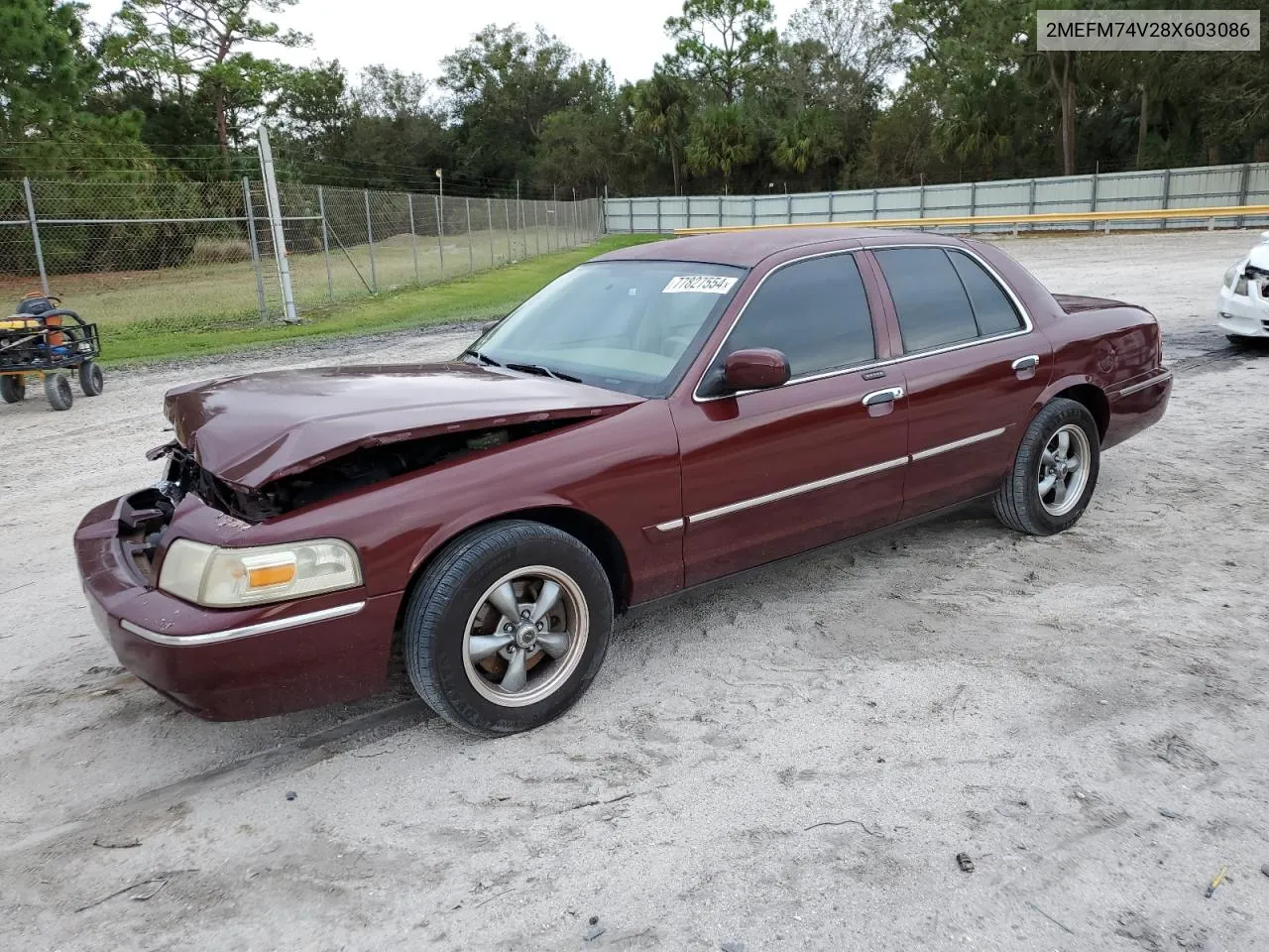 2008 Mercury Grand Marquis Gs VIN: 2MEFM74V28X603086 Lot: 77827554