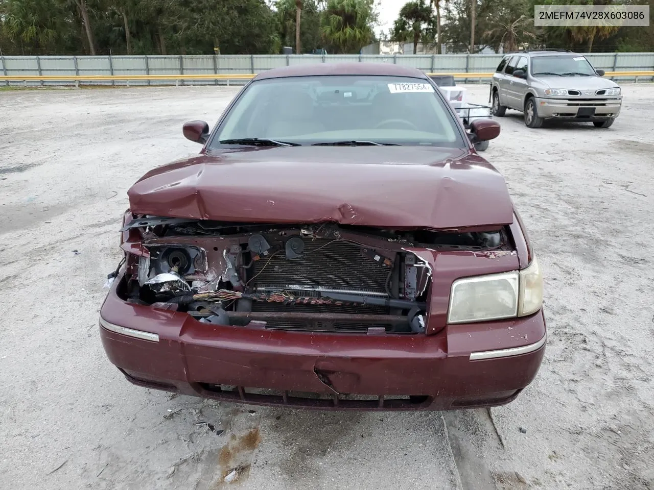 2008 Mercury Grand Marquis Gs VIN: 2MEFM74V28X603086 Lot: 77827554