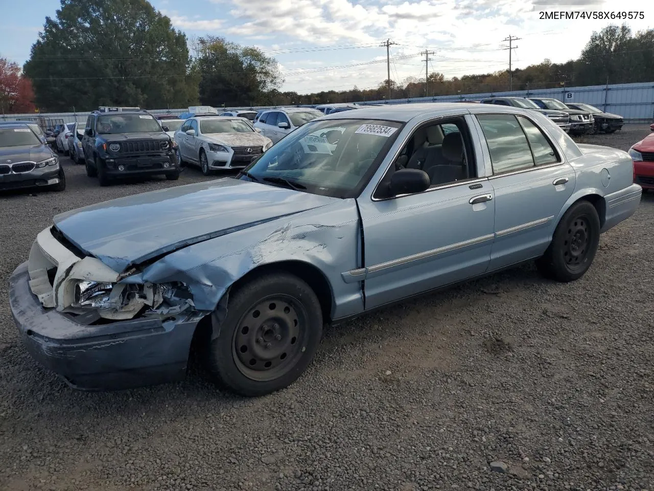 2008 Mercury Grand Marquis Gs VIN: 2MEFM74V58X649575 Lot: 78982534