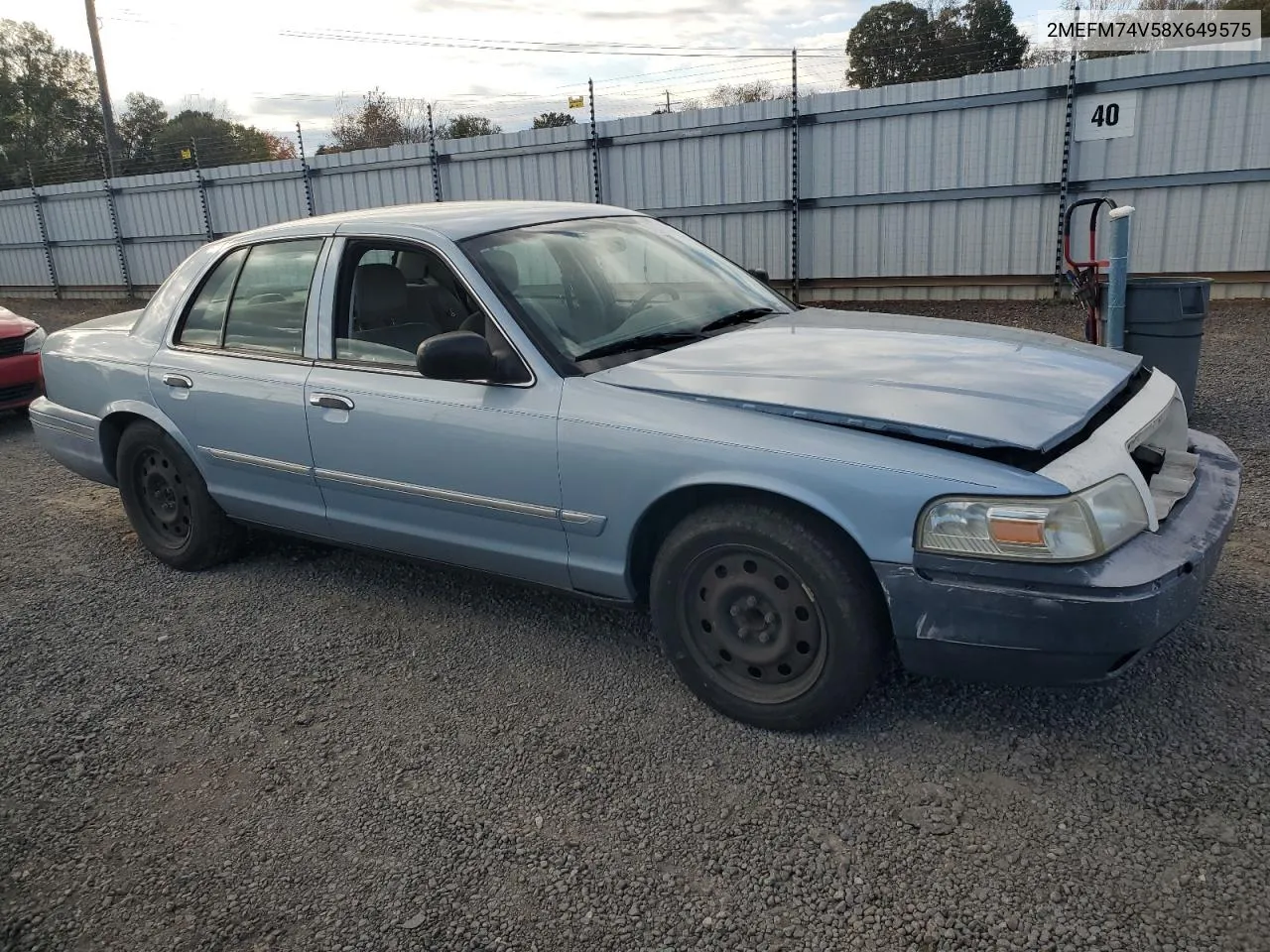 2008 Mercury Grand Marquis Gs VIN: 2MEFM74V58X649575 Lot: 78982534