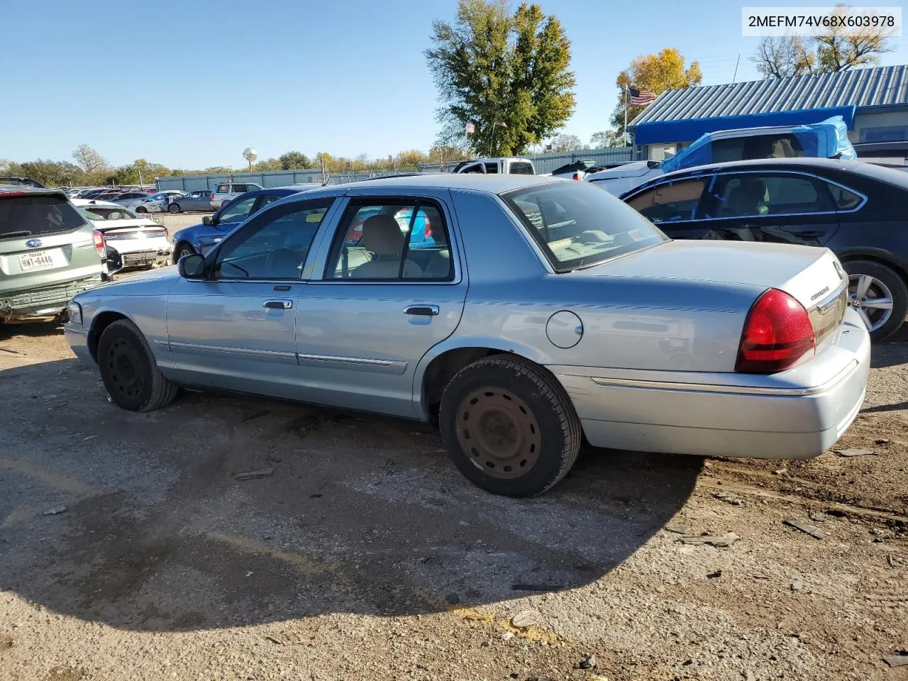 2008 Mercury Grand Marquis Gs VIN: 2MEFM74V68X603978 Lot: 79822884