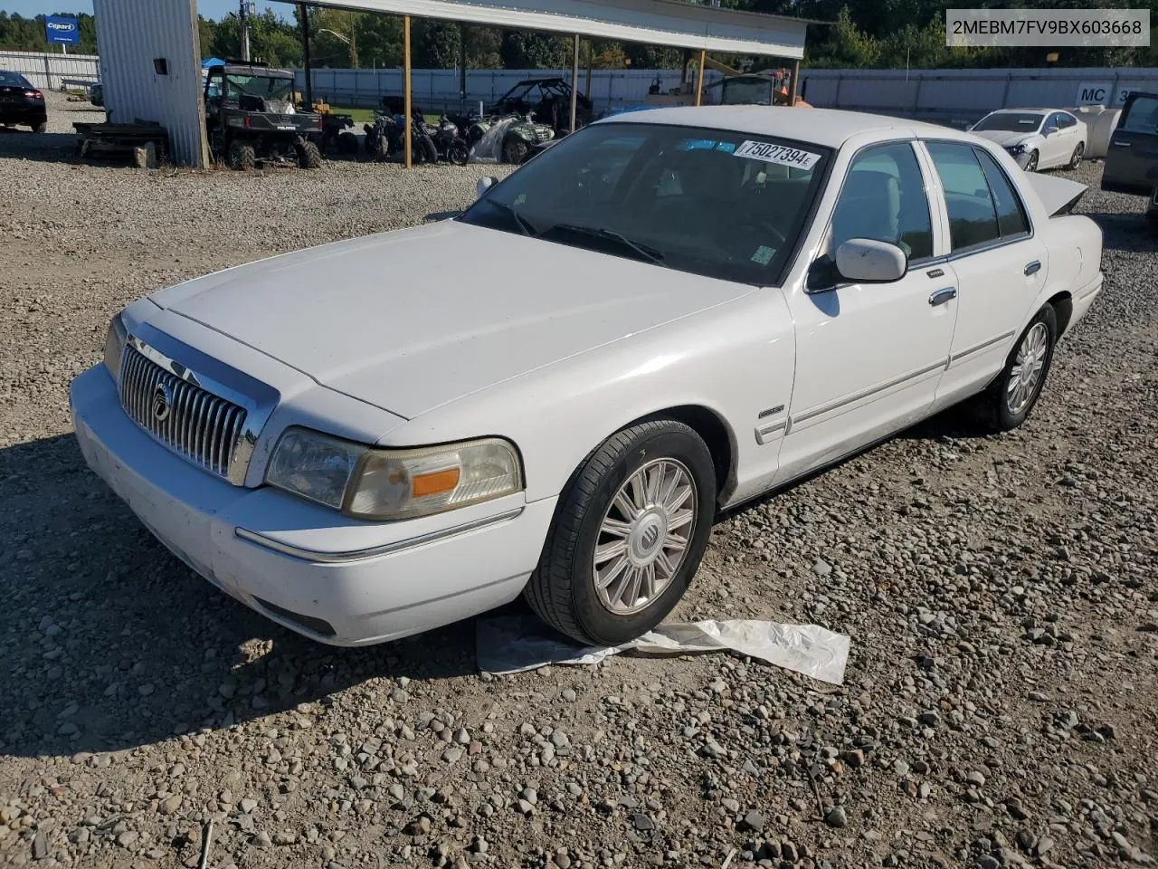 2011 Mercury Grand Marquis Ls VIN: 2MEBM7FV9BX603668 Lot: 75027394