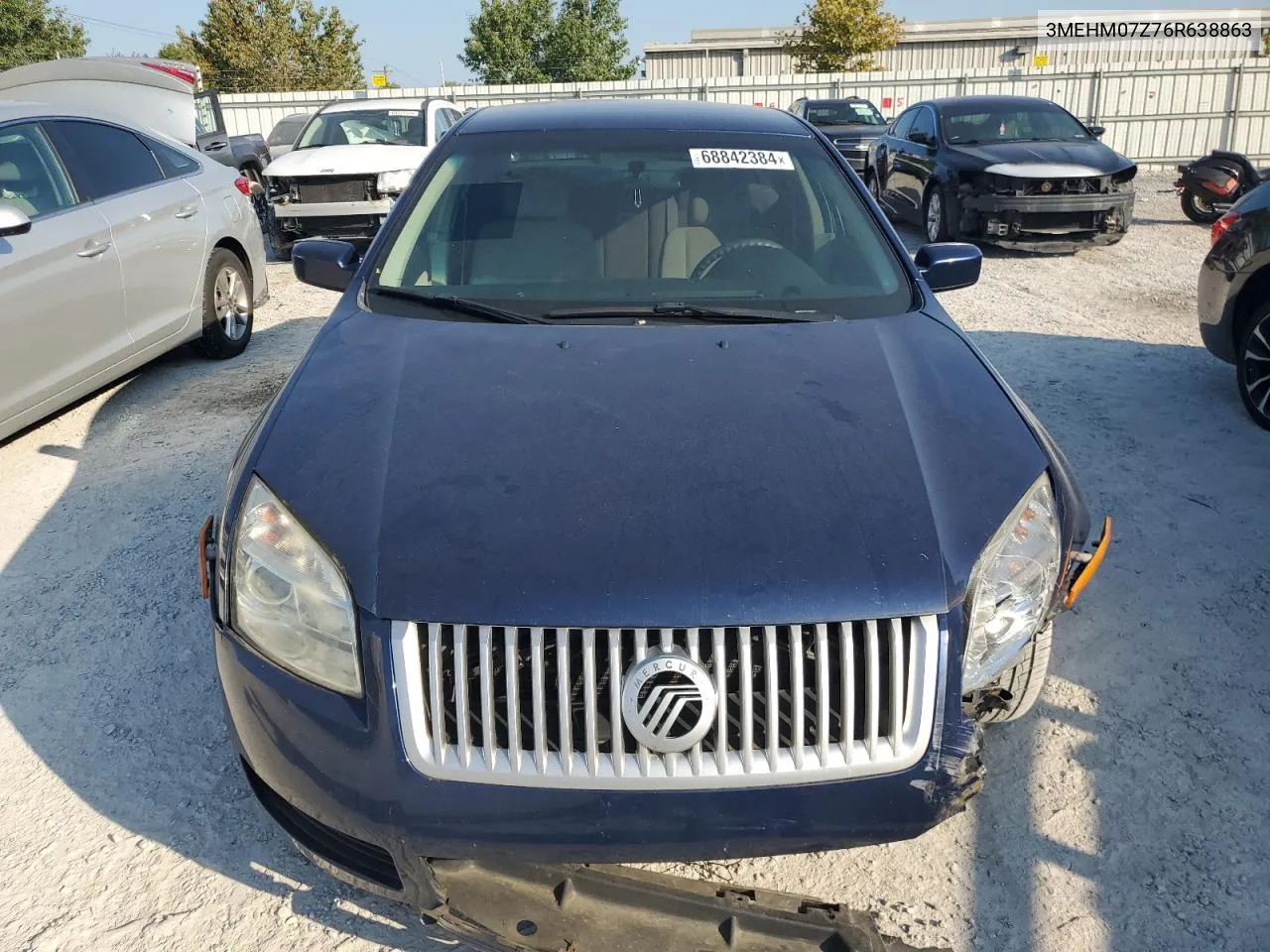 2006 Mercury Milan VIN: 3MEHM07Z76R638863 Lot: 68842384