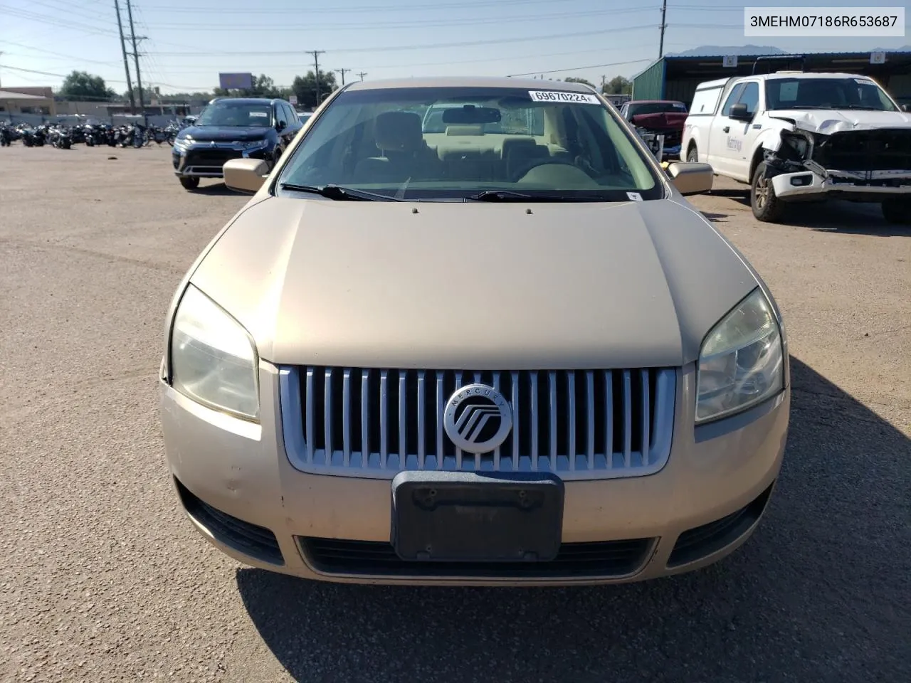 2006 Mercury Milan VIN: 3MEHM07186R653687 Lot: 69670224