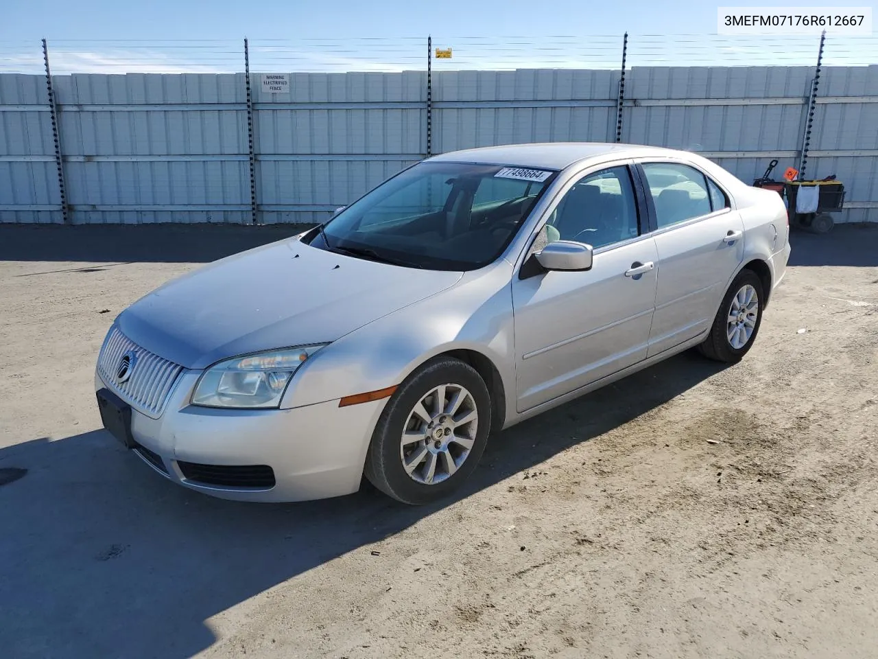 2006 Mercury Milan VIN: 3MEFM07176R612667 Lot: 77498664