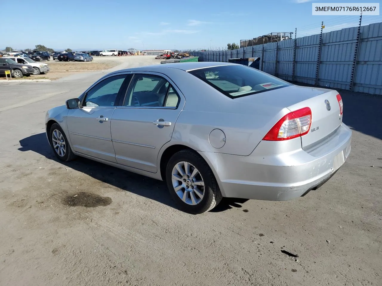 2006 Mercury Milan VIN: 3MEFM07176R612667 Lot: 77498664