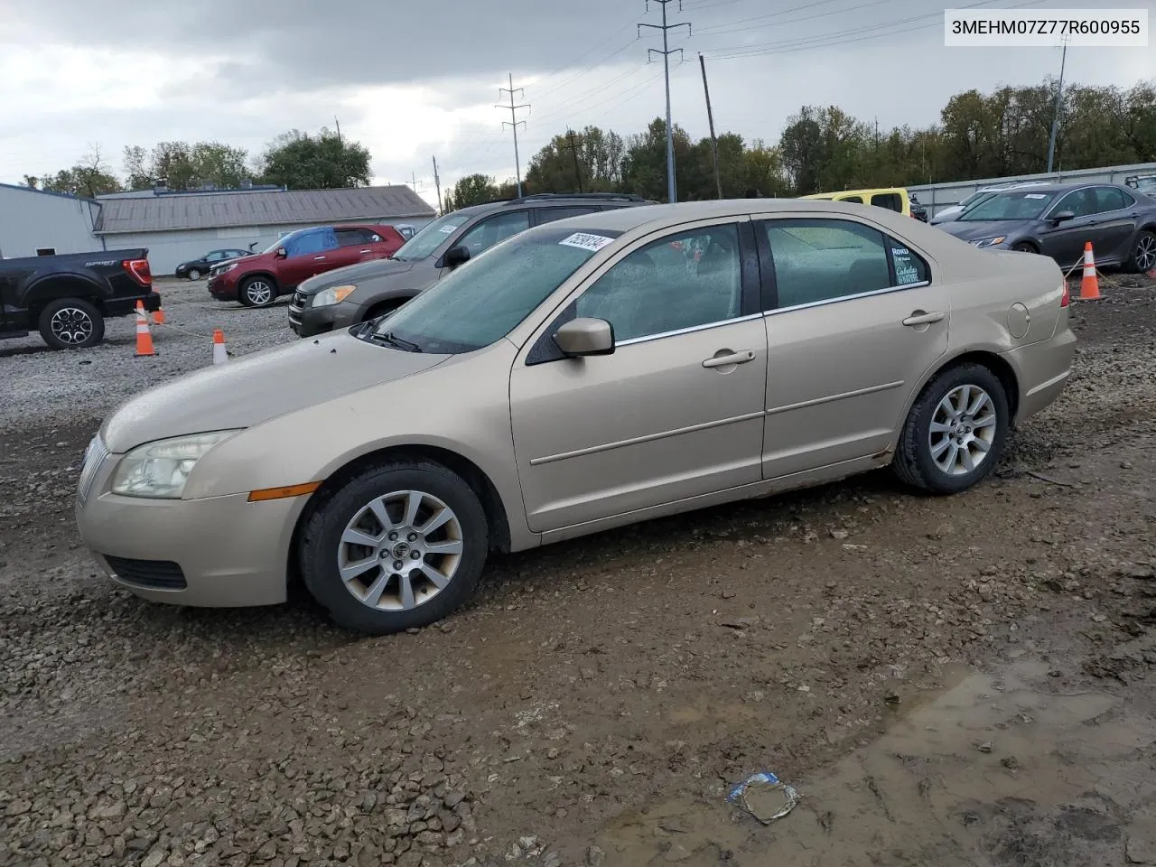 2007 Mercury Milan VIN: 3MEHM07Z77R600955 Lot: 75298134