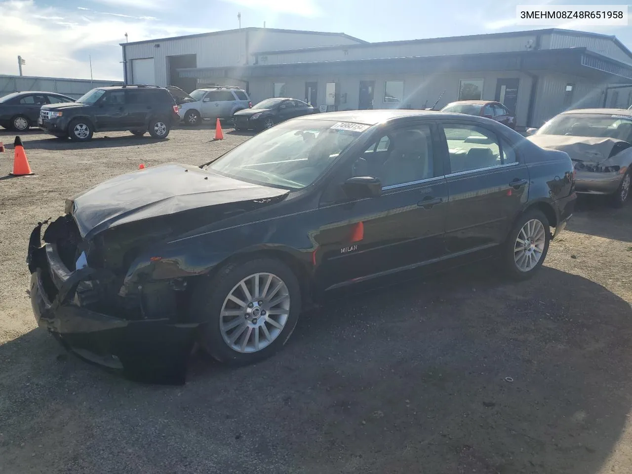 2008 Mercury Milan Premier VIN: 3MEHM08Z48R651958 Lot: 74993154