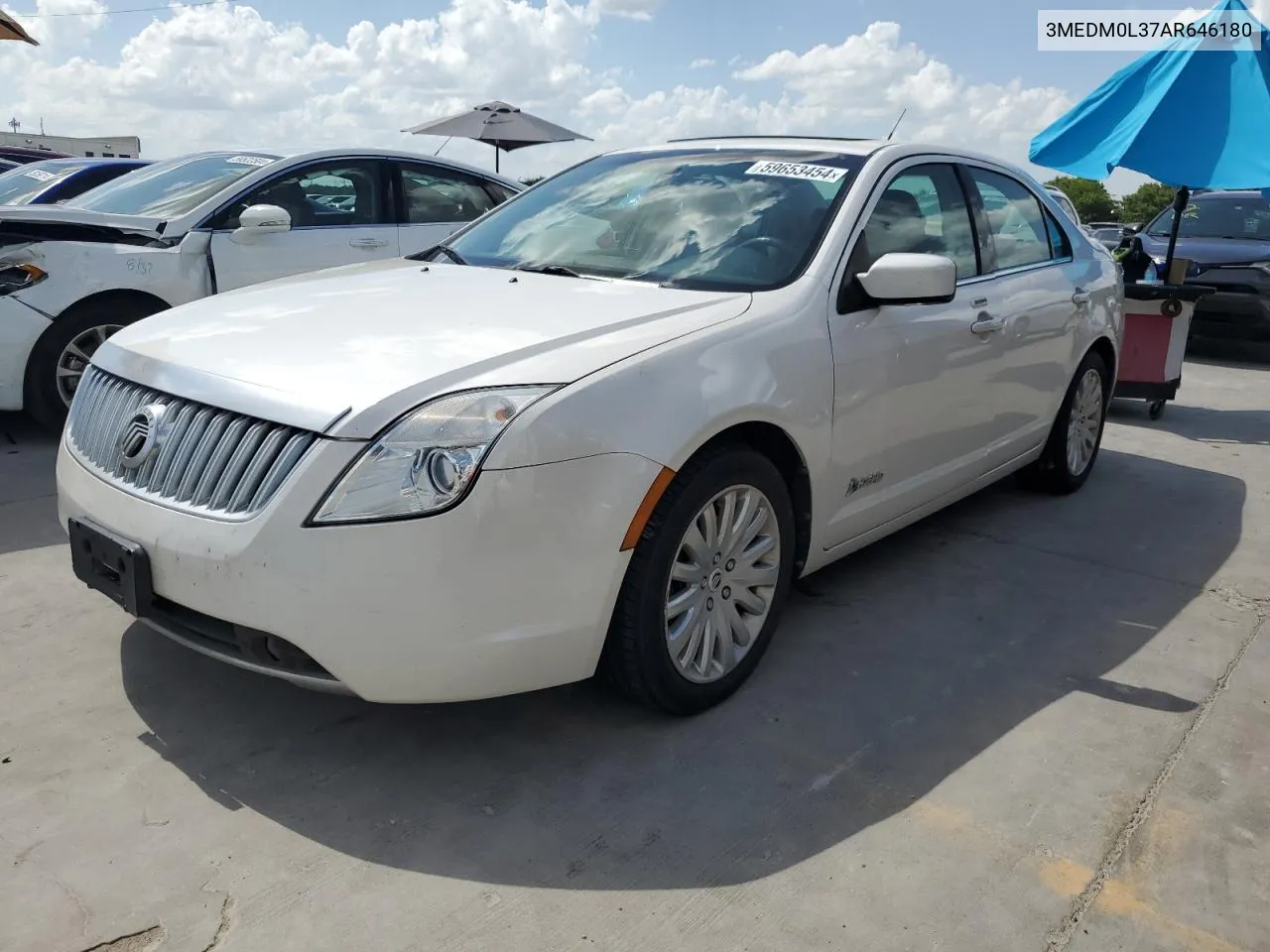 2010 Mercury Milan Hybrid VIN: 3MEDM0L37AR646180 Lot: 59653454