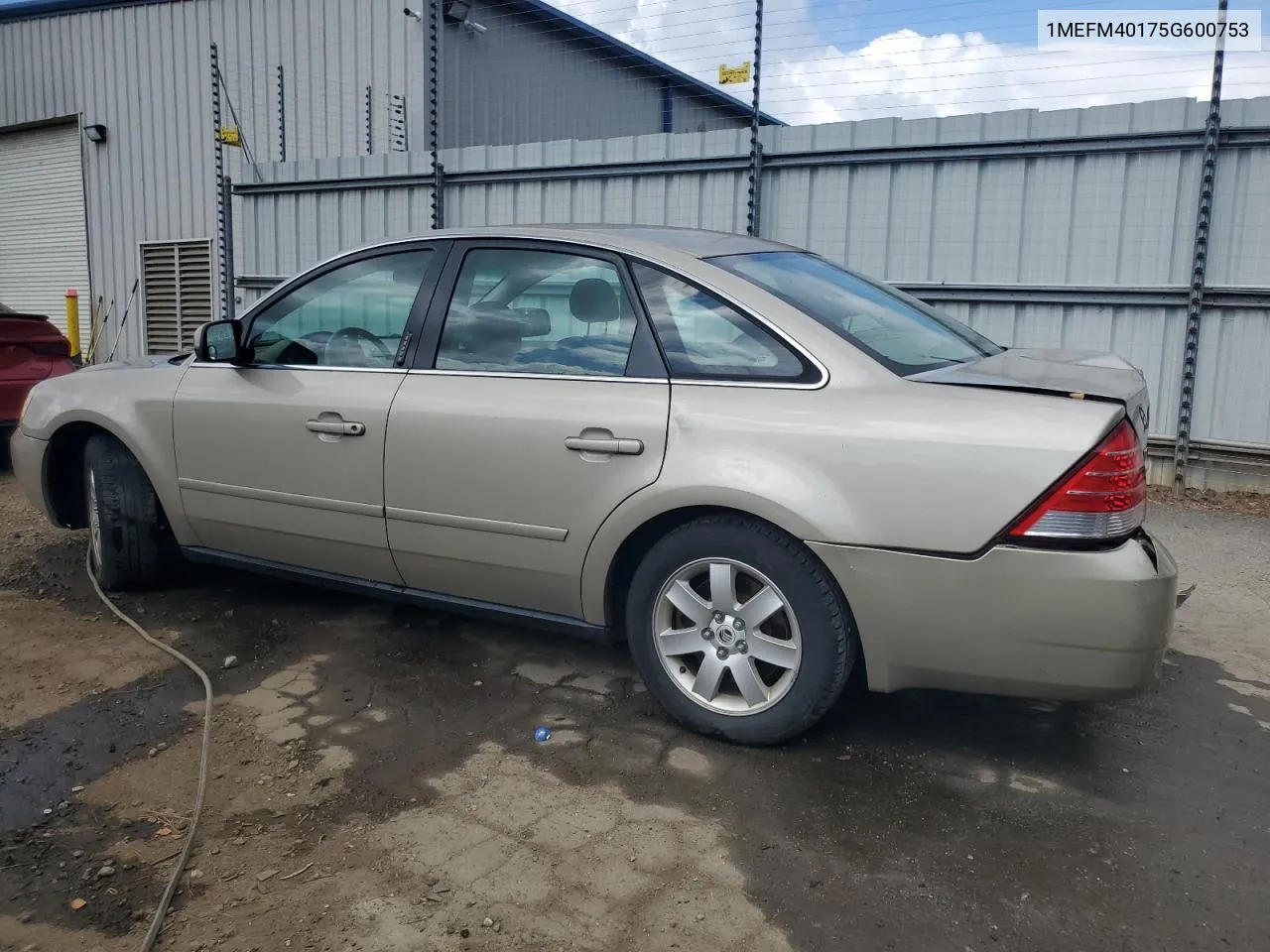 2005 Mercury Montego Luxury VIN: 1MEFM40175G600753 Lot: 61391044