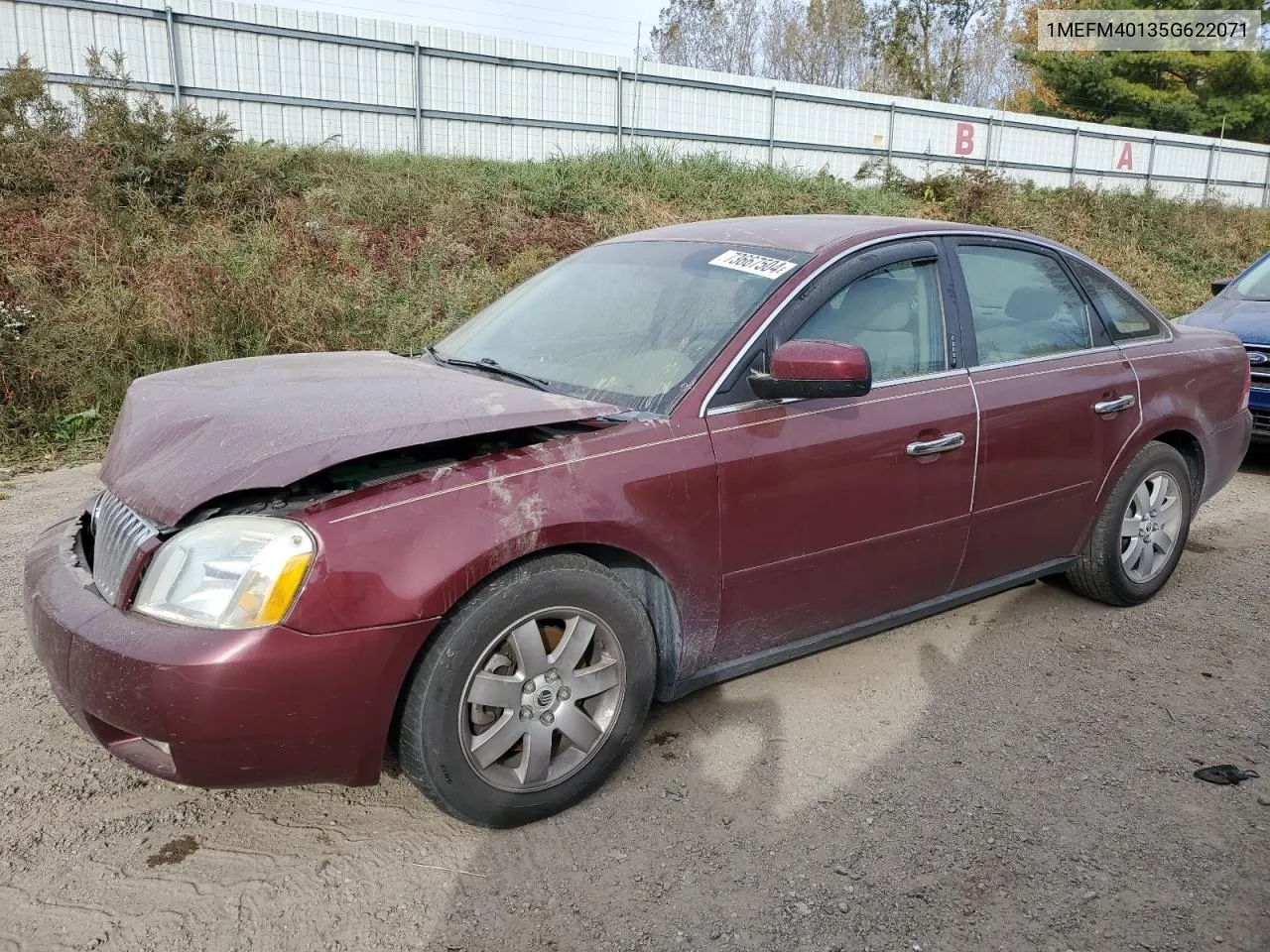 2005 Mercury Montego Luxury VIN: 1MEFM40135G622071 Lot: 73667504