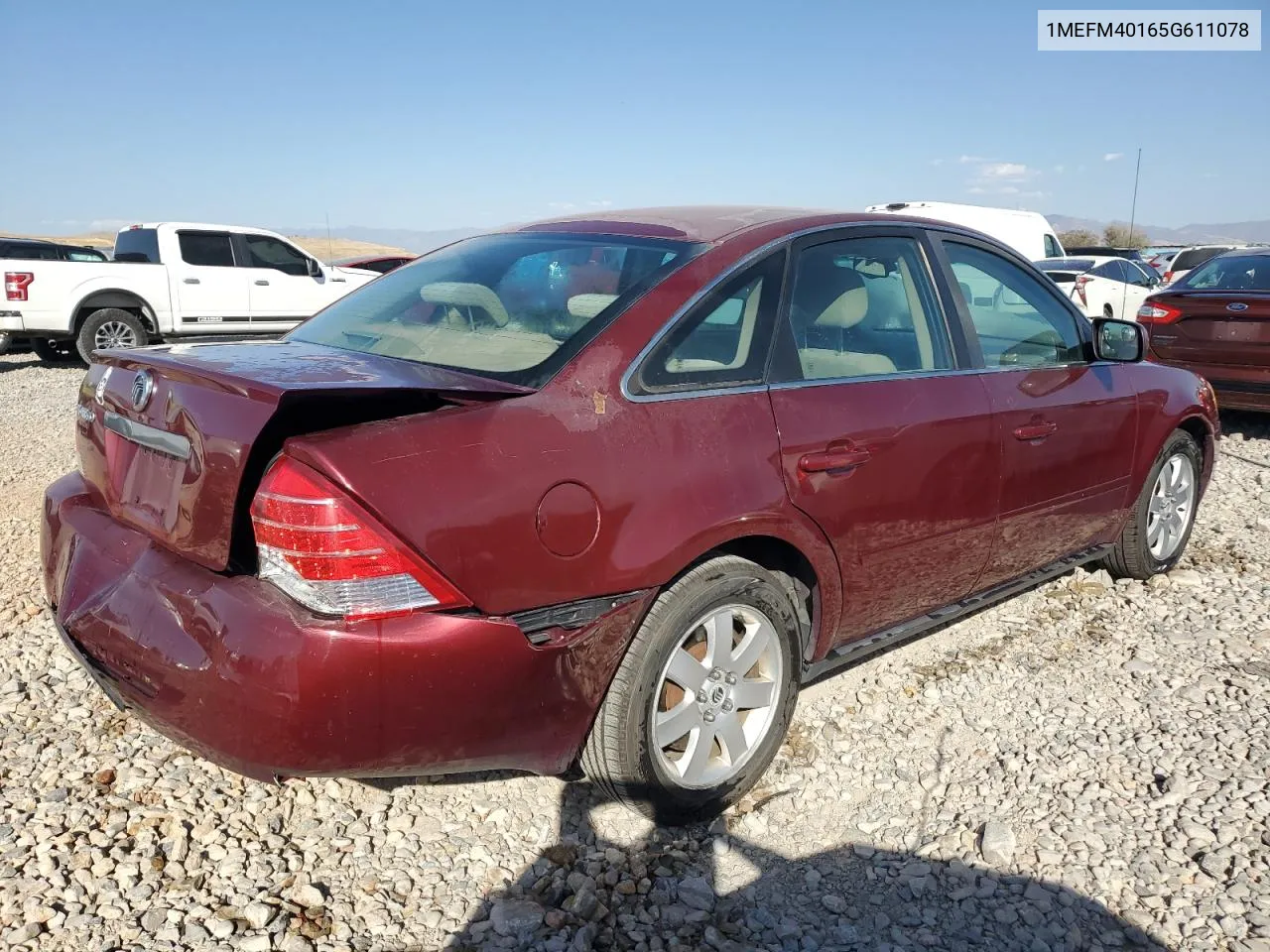 2005 Mercury Montego Luxury VIN: 1MEFM40165G611078 Lot: 75092254