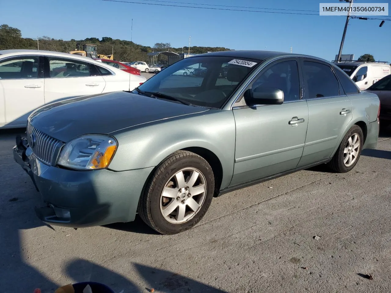 2005 Mercury Montego Luxury VIN: 1MEFM40135G600734 Lot: 75420854