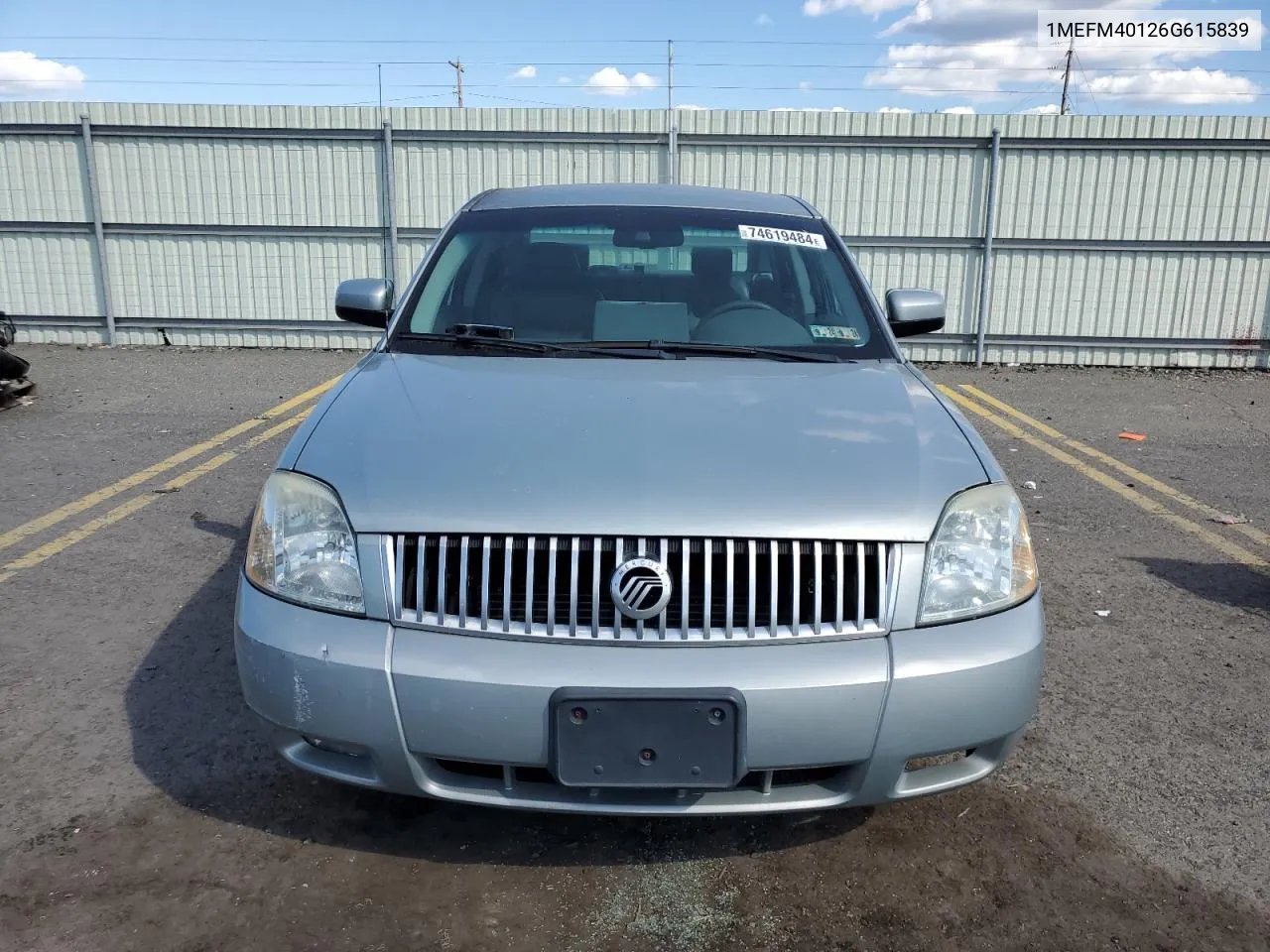 2006 Mercury Montego Luxury VIN: 1MEFM40126G615839 Lot: 74619484