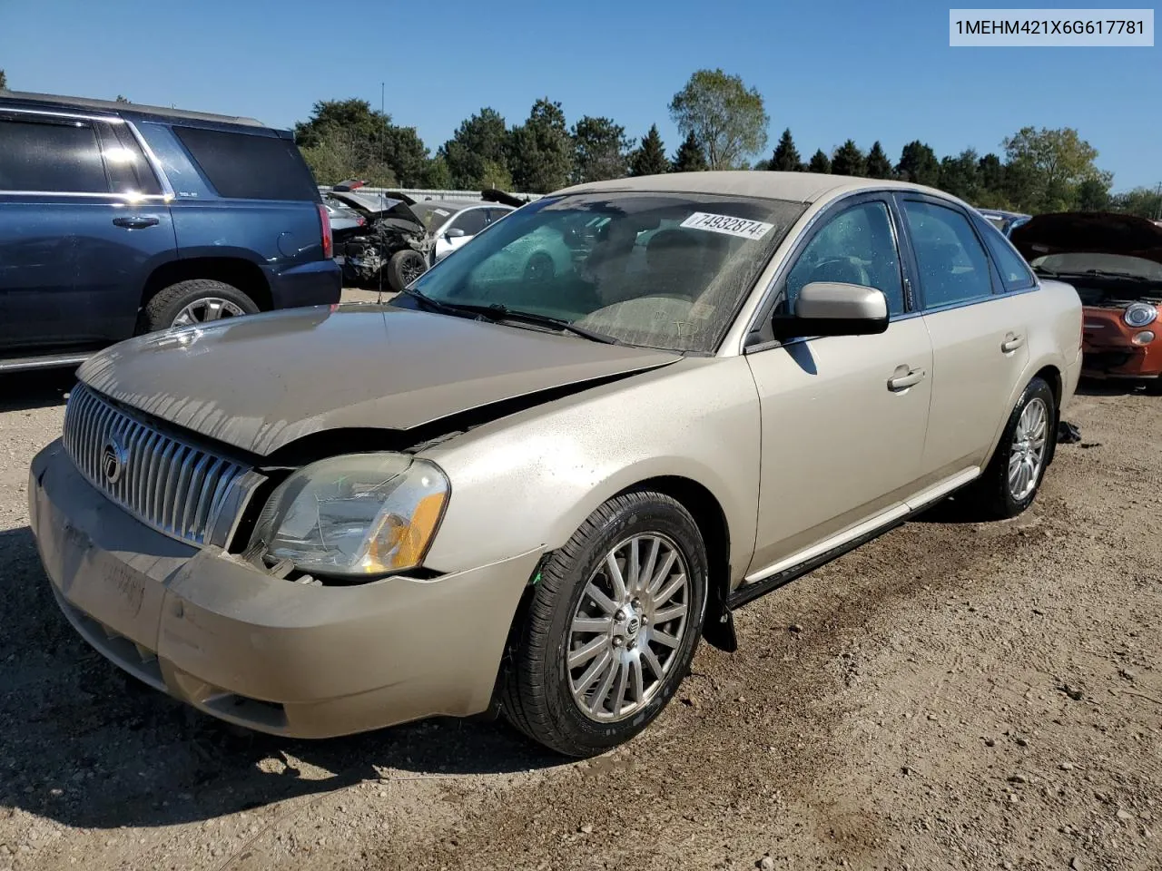 2006 Mercury Montego Premier VIN: 1MEHM421X6G617781 Lot: 74932874