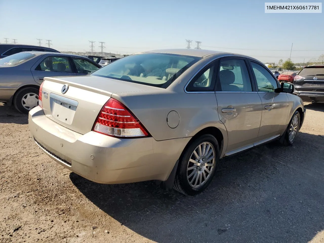 2006 Mercury Montego Premier VIN: 1MEHM421X6G617781 Lot: 74932874