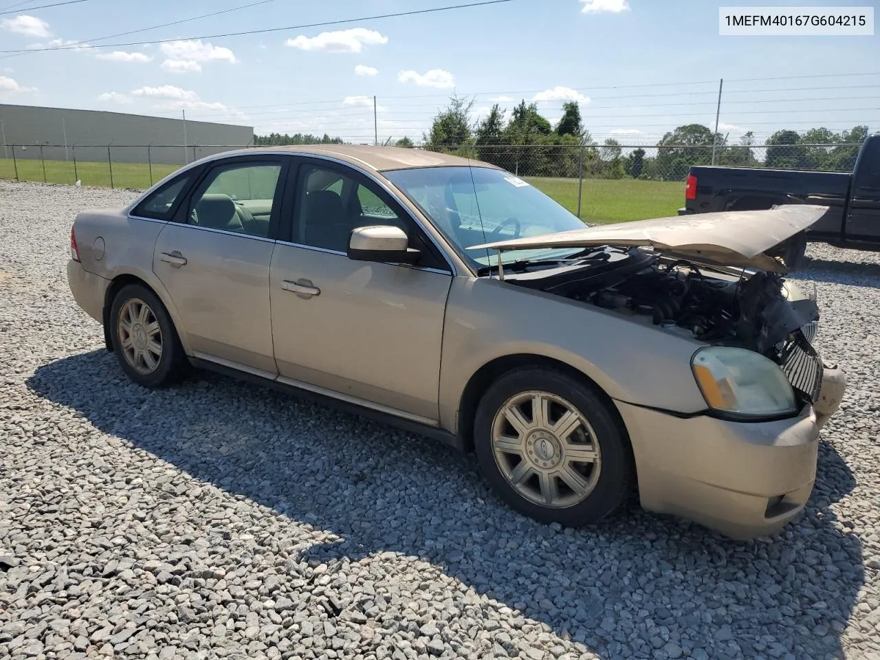 2007 Mercury Montego Luxury VIN: 1MEFM40167G604215 Lot: 67920224