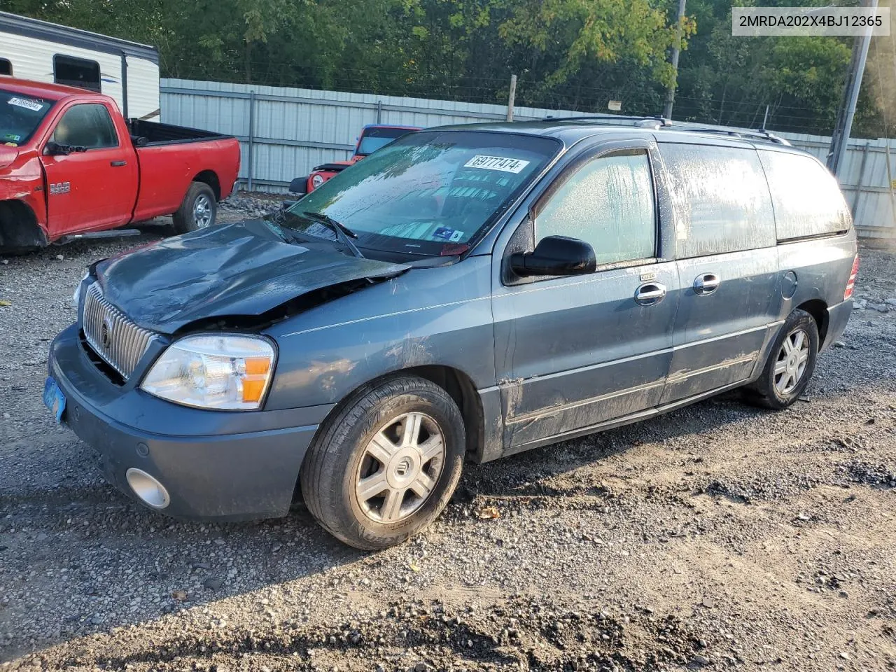 2004 Mercury Monterey VIN: 2MRDA202X4BJ12365 Lot: 69777474