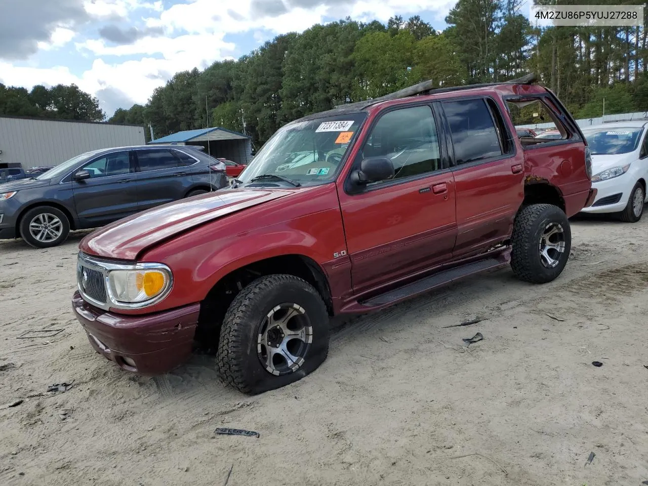 2000 Mercury Mountaineer VIN: 4M2ZU86P5YUJ27288 Lot: 72371384