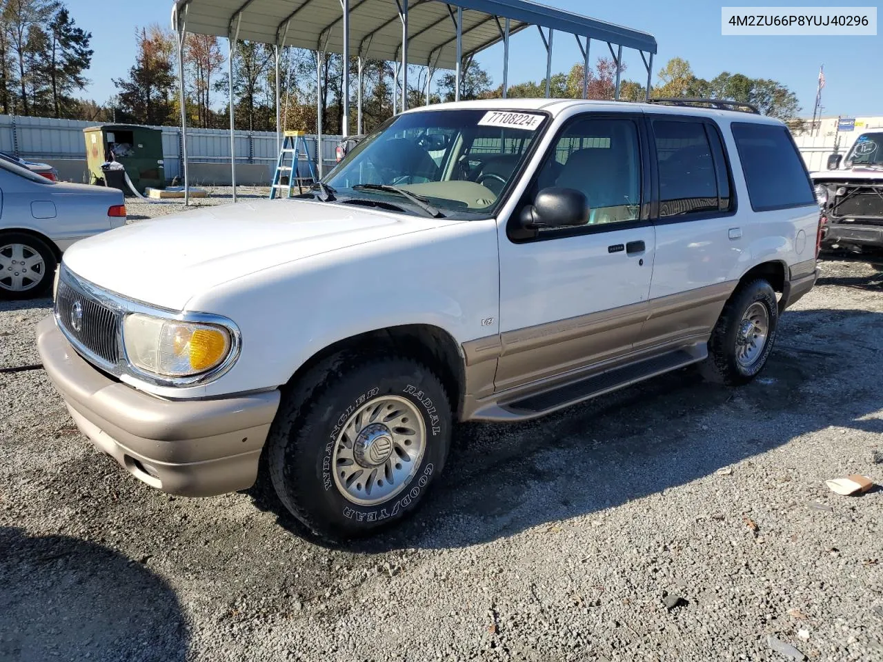 2000 Mercury Mountaineer VIN: 4M2ZU66P8YUJ40296 Lot: 77108224