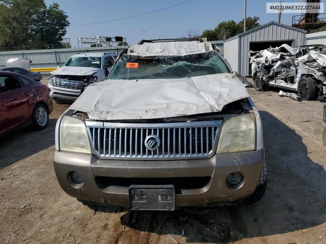 2002 Mercury Mountaineer VIN: 4M2ZU86E32ZJ27444 Lot: 75109744