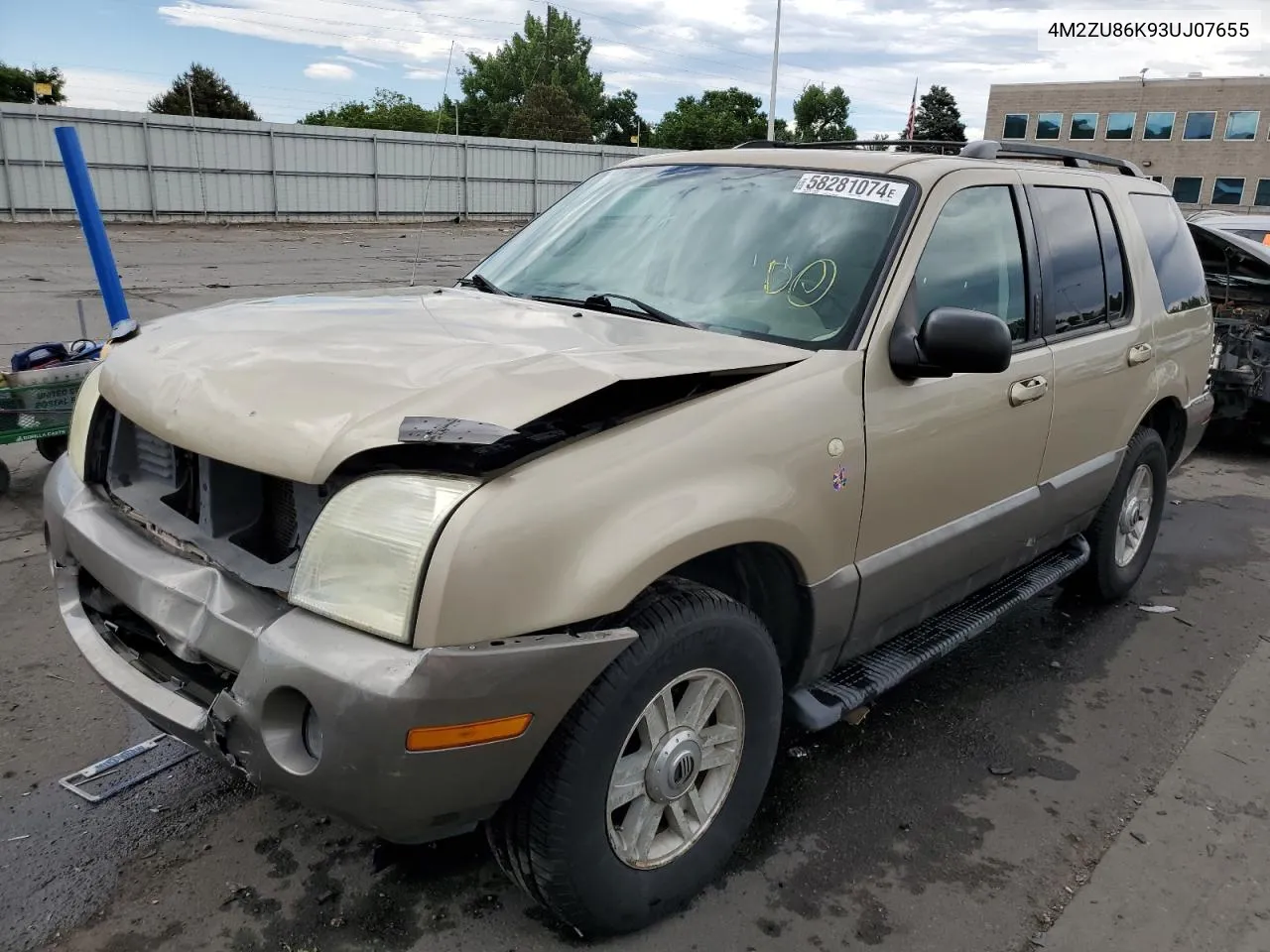 2003 Mercury Mountaineer VIN: 4M2ZU86K93UJ07655 Lot: 58281074