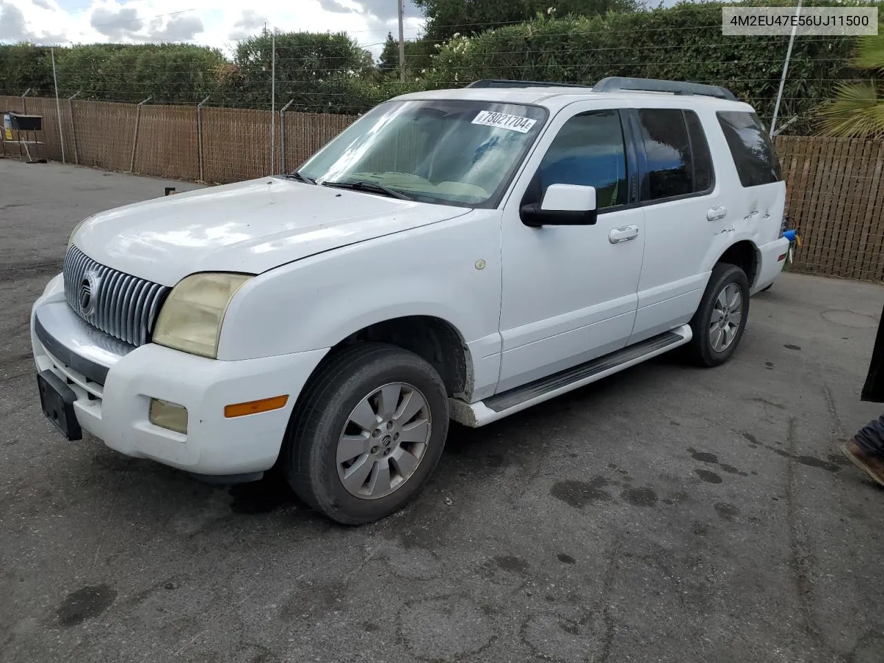 2006 Mercury Mountaineer Luxury VIN: 4M2EU47E56UJ11500 Lot: 78021704