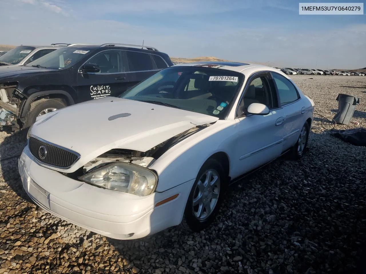 2000 Mercury Sable Ls VIN: 1MEFM53U7YG640279 Lot: 70701264