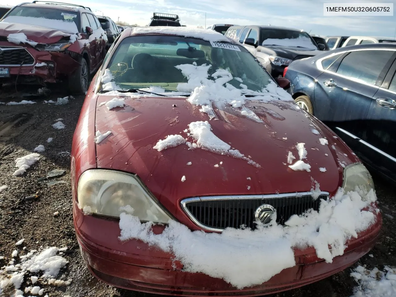 2002 Mercury Sable Gs VIN: 1MEFM50U32G605752 Lot: 76237974