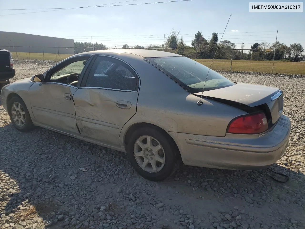 2003 Mercury Sable Gs VIN: 1MEFM50U03A610217 Lot: 77588374