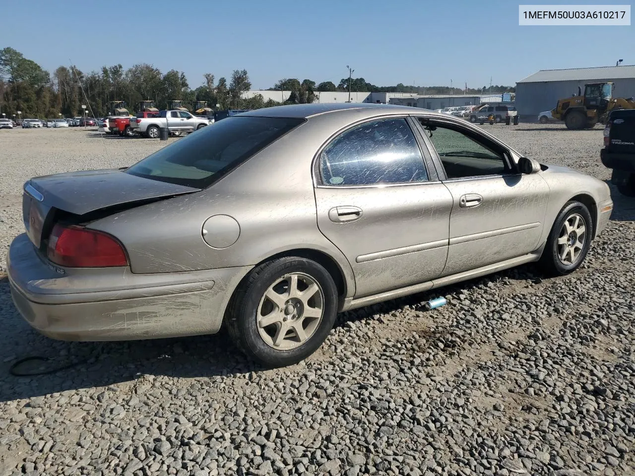 2003 Mercury Sable Gs VIN: 1MEFM50U03A610217 Lot: 77588374