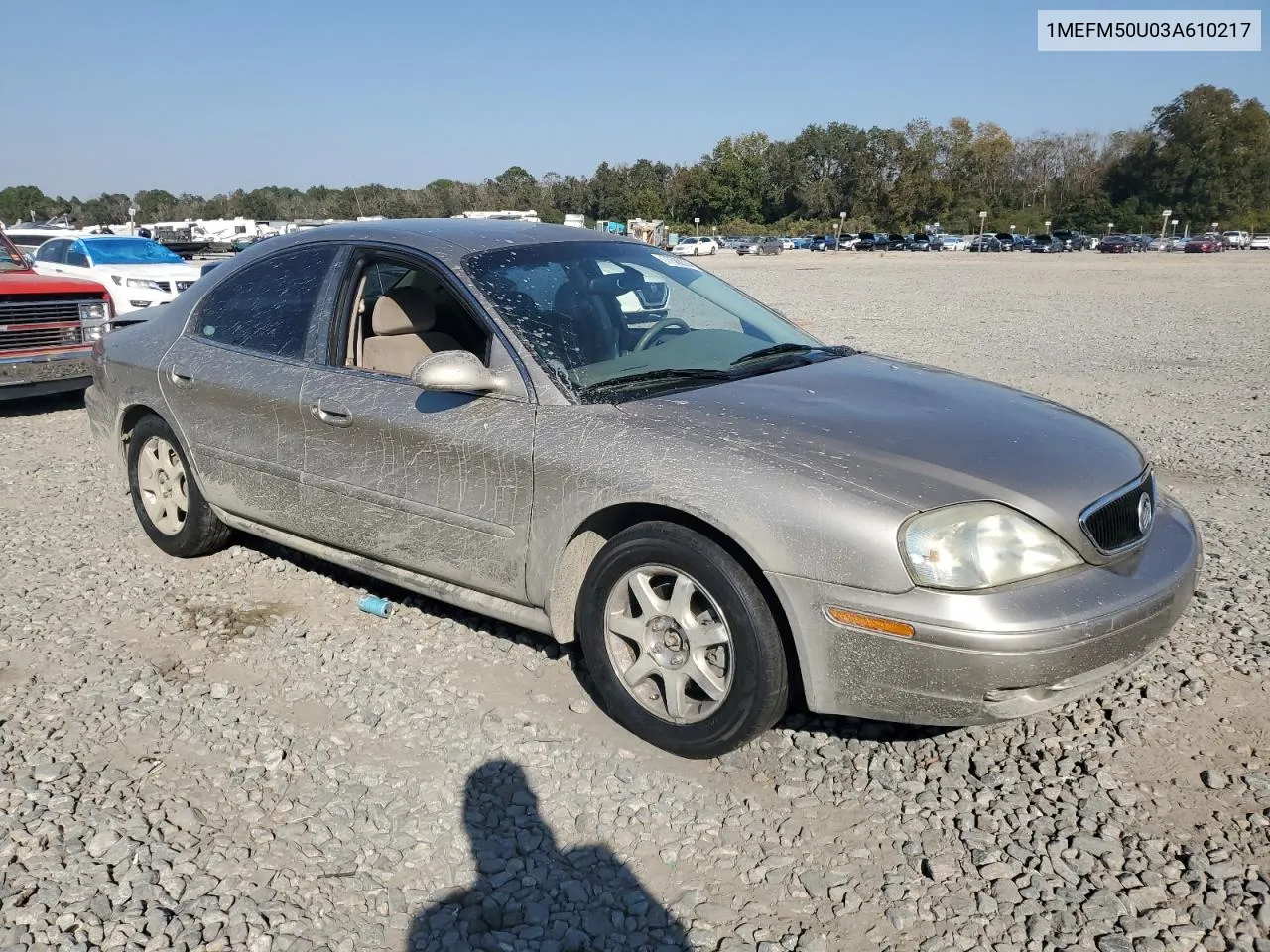 2003 Mercury Sable Gs VIN: 1MEFM50U03A610217 Lot: 77588374