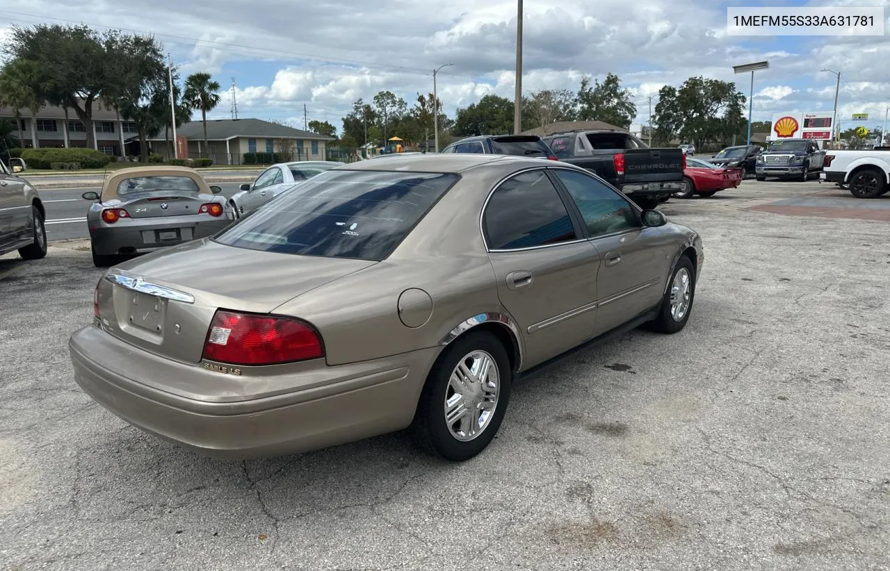 2003 Mercury Sable Ls Premium VIN: 1MEFM55S33A631781 Lot: 79324094