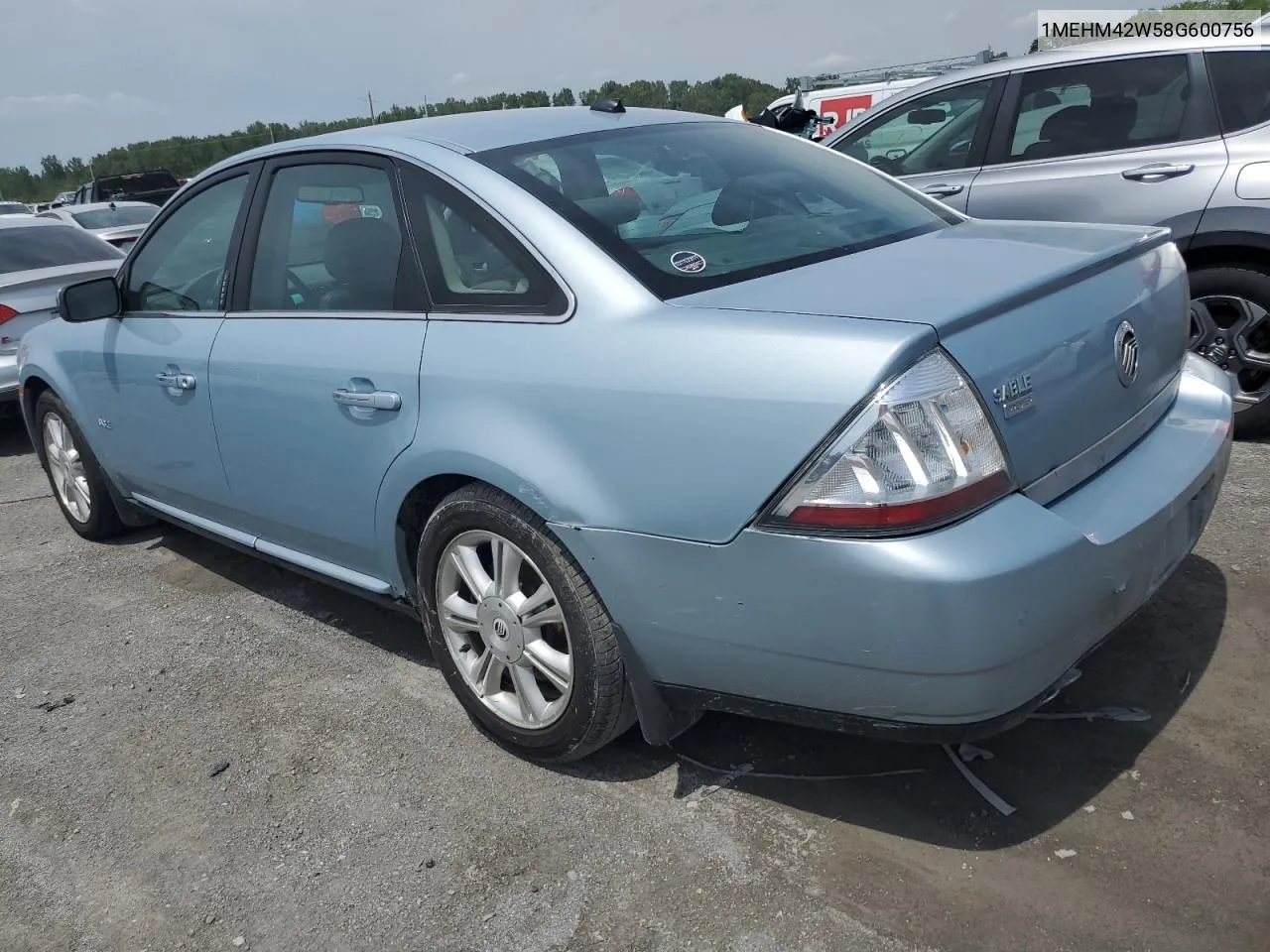 2008 Mercury Sable Premier VIN: 1MEHM42W58G600756 Lot: 53290124