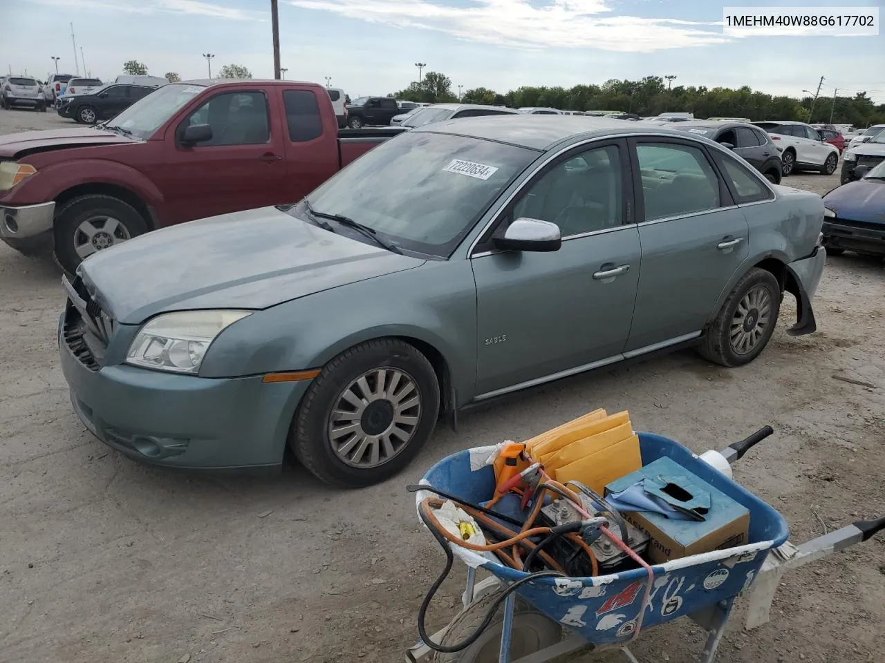 2008 Mercury Sable Luxury VIN: 1MEHM40W88G617702 Lot: 72220634