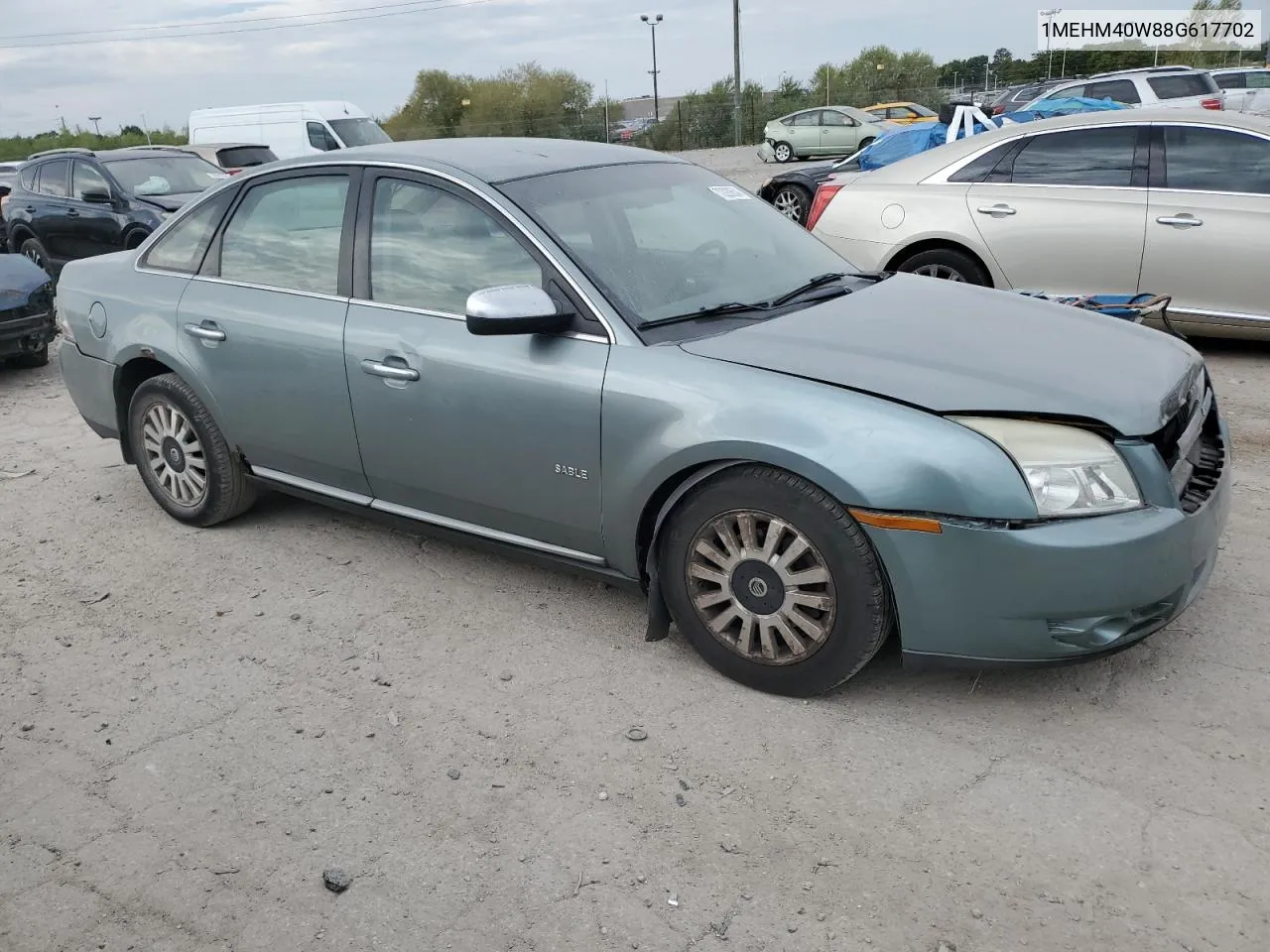 2008 Mercury Sable Luxury VIN: 1MEHM40W88G617702 Lot: 72220634